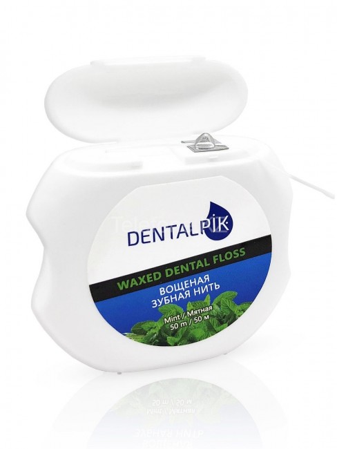 Зубная нить Dentalpik Floss Mint Waxed мятная вощеная, 50 м 