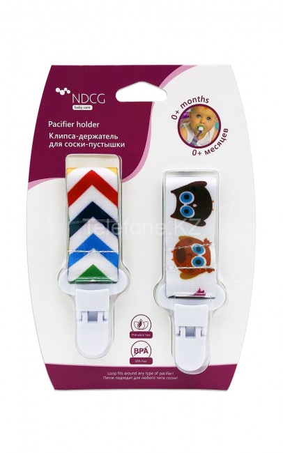 Клипса-держатель NDCG для соски-пустышки 0+, 25 см,  2 шт