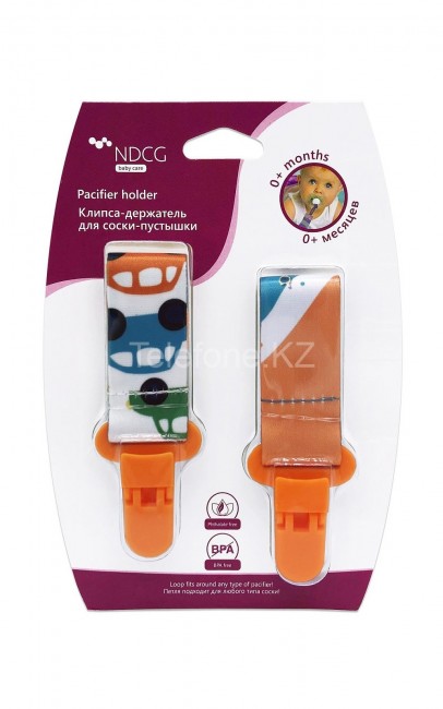 Клипса-держатель NDCG для соски-пустышки 0+, 25 см,  2 шт